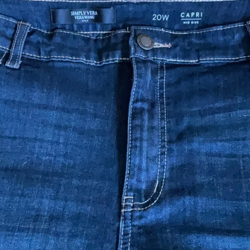 Simply Vera Vera Wang Women’s Dark Blue Mid Rise Denim Capri Size 20W - Picture 12 of 14
